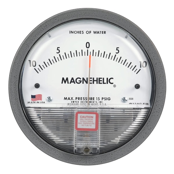 Dwyer Instruments Differential pressure gage, range 0-20 psi, minor divisions .50, MP option standard. 2220 - main